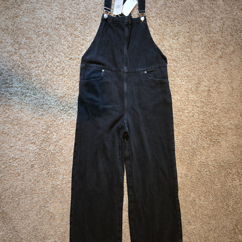 Mango Black Denim Overalls